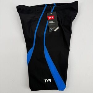 TYR Alliance Splice Jammer Swim Shorts Mens 28 Black Blue SALI1A Performance